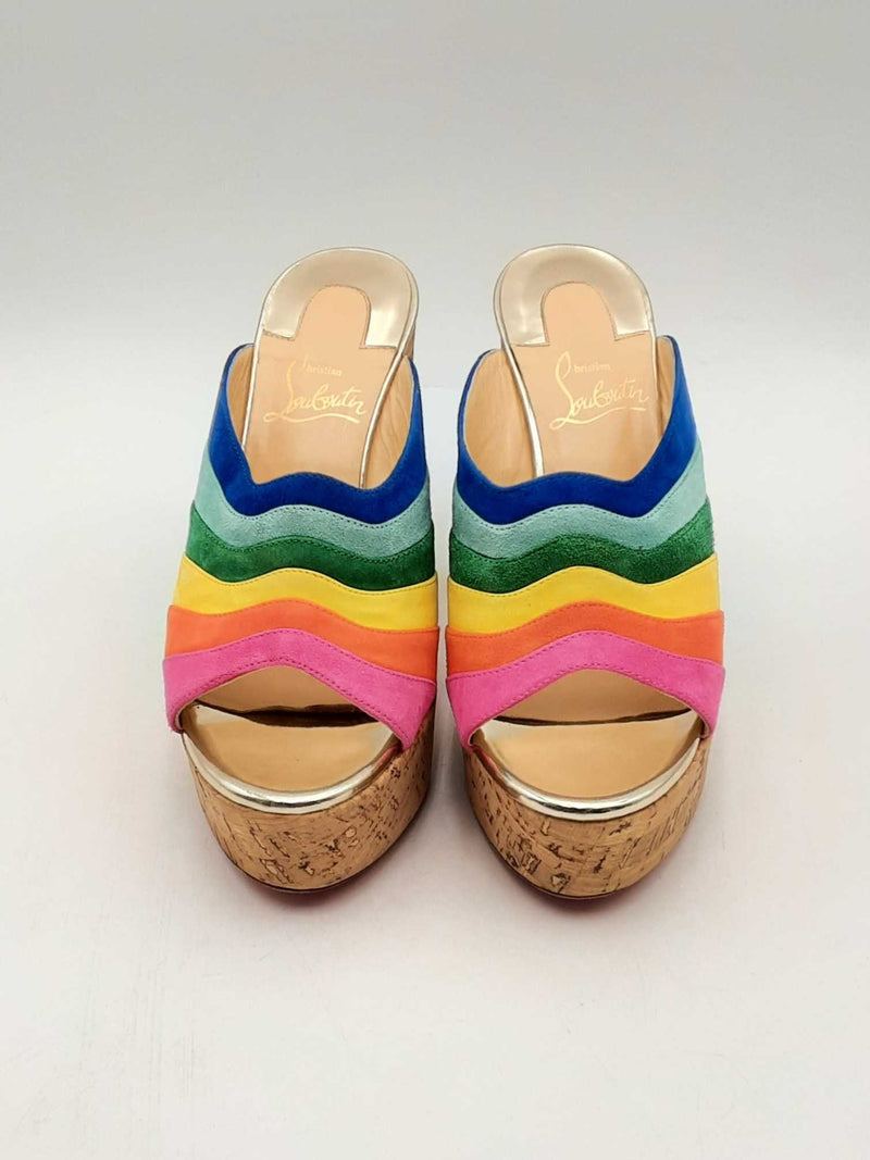 Christian Louboutin Rainbow Suede O Sister Platform Mules Size 36 Eb1224lxzsa