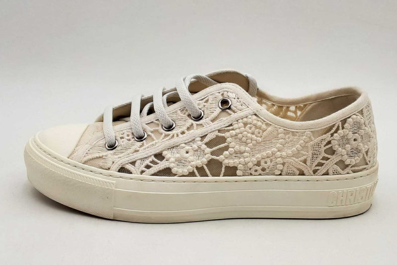 Christian Dior Walk N Dior Lace Macrame Embroidery Sneakers Size 37 Eb1224lrxsa