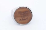 Louis Vuitton Lv Logo Horn Inlay Signet Ring 14.7 Grams Size 9 Eb0726lxzde