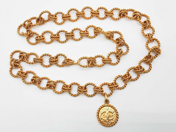 Chanel 1985 Cc Metal Rope Chain Loop Medallion Belt 44 In Do0425rxzde