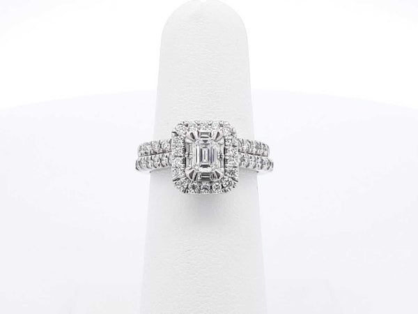1.58 Cttw Diamond & 14k White Gold Bridal Set 6.4 Grams Size 5.5 Fw1224loxzdu
