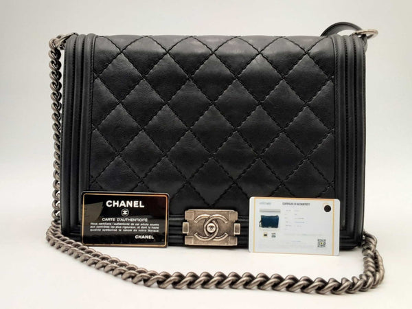 Chanel Large Boy Bag Lambskin Black Handbag Aa0125ooxzsa