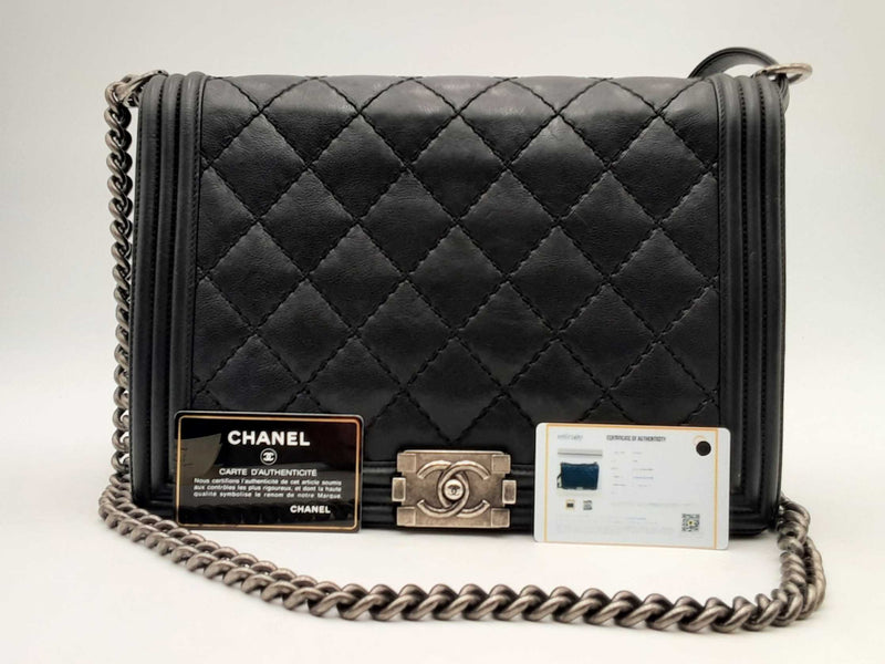 Chanel Large Boy Bag Lambskin Black Handbag Aa0125ooxzsa