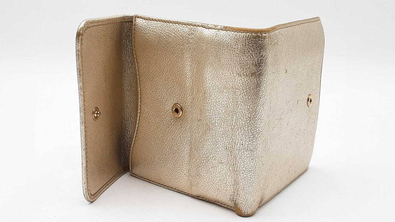 Gucci Gg Britt Compact Wallet Metallic Gold Leather Sd0326ezdu