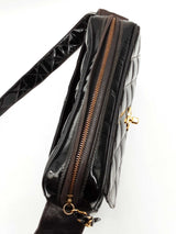Chanel Square Camera Bag In Diamond-quilted Black Patent Leather Fw0526pezdu