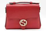 Gucci Interlocking G Red Leather Top Handle Bag Eb0726wxzdu