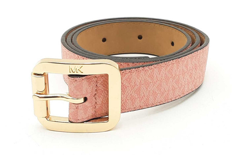 Michael Kors Pink Monogram Belt With Gold Tone Buckle Eb0225oxsa