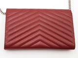 Yves Saint Laurent Cassandre Envelope Chain Wallet Red Aa0726izxsa