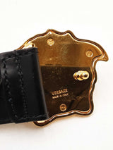 Versace Medusa Gold-tone Buckle With Black Leather Belt Size 90|36 Fw0825crdu