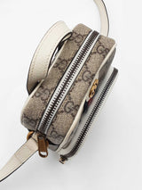 Gucci Ophidia Double Zip Messenger Bag In Gg Supreme Coated Canvas & Mystic White Leather Fw0726wrxdu