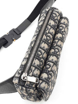 Christian Dior Saddle Belt Bag In Oblique Jacquard & Black Leather Fw1026wxzdu