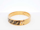 Fendi Forever Fendi Gold-tone & Black Enamel Bangle Bracelet 7 Inch Fw0626lordu