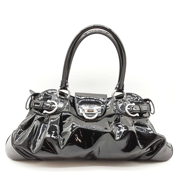 Salvatore Ferragamo Marisa Black Patent Leather Shoulder Bag Do1024pxde