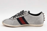 Gucci Silver Glitter Studded Web Sneakers Size 37.5 Eb0526lrxsa