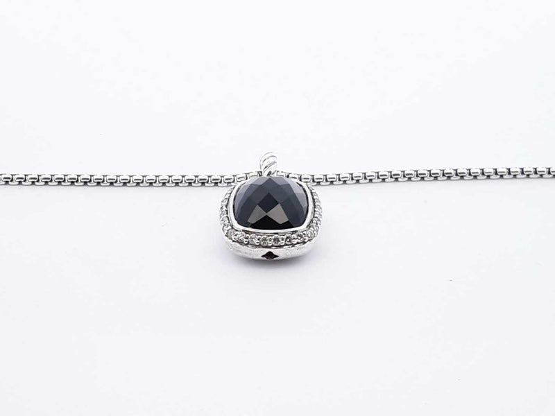 David Yurman Sterling Silver Onyx & Diamond Albion Necklace 17 Inch Fw0525lxzdu