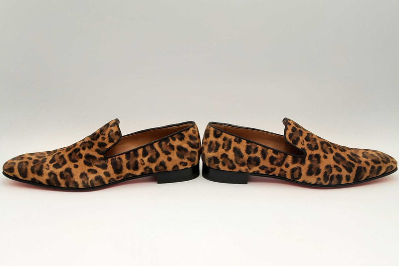 Christian Louboutin Veau Velours Leopard Dandelion Flat Loafers Sz 43 Eb524lrxsa