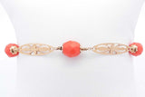 14k Yellow Gold & Orange Bead Bracelet 5.4 Grams 8 Inch Eb1024lrxsa