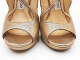 Jimmy Choo Loila Gold Metallic Strappy Peep Toe Heels Size 35.5 Fw0824sxdu