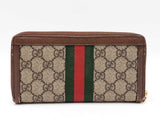Gucci Ophidia Zip Wallet In Gg Supreme Coated Canvas & Brown Leather Fw1025ozxdu