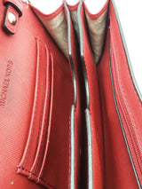 Michael Kors Red Saffiano Leather Envelope Crossbody Wallet Eb0925oxsa