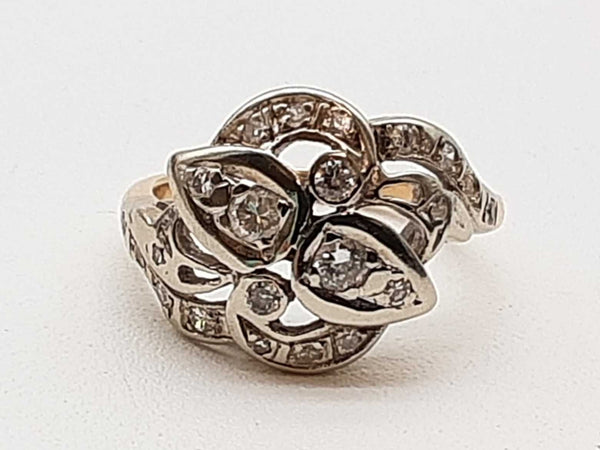 0.15 Cttw Diamonds 14k Two-tone Yellow White Gold 3.6g Ring Size 3 Do0525lxzde