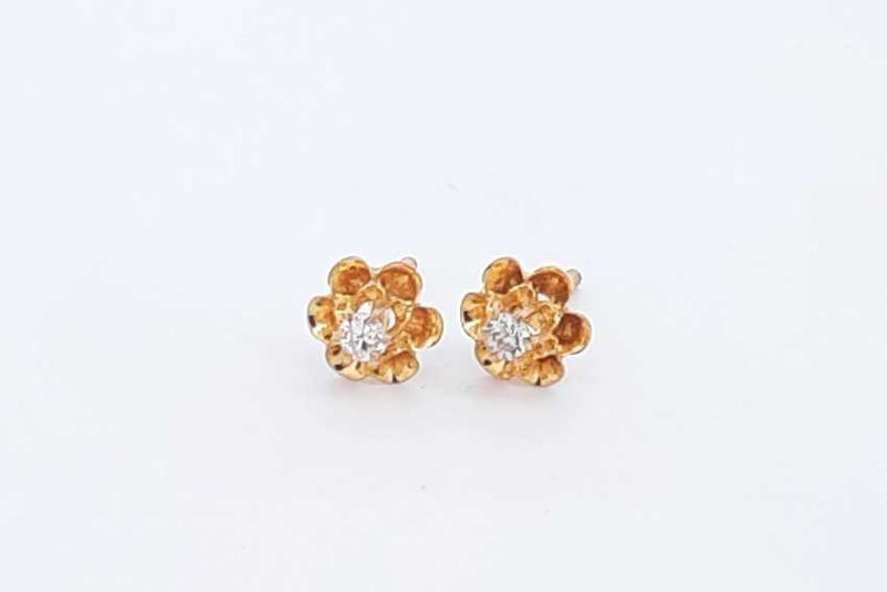 0.02ctw Diamond Stud Screwback Earrings In 14k Yellow Gold 1.3 Grams Eb0225pxsa