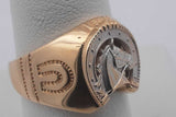 14k Two Tone Gold Horseshoe Featuring Horse Head Ring 5.6g Size 7.5 Eb0326woxsa
