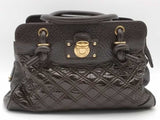 Marc Jacobs Quilted Patent Leather Top Handle Brown Aa1026rzsa