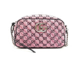 Gucci Gg Marmont Diagonal-quilted Canvas Shoulder Bag In Pink Fw0825ozxdu