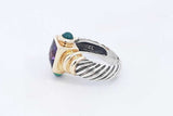 David Yurman Sterling Silver & 14k Yellow Gold Amethyst Ring Sz 5.75 Eb0723wrxsa