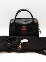 Versace Roomy Black Leather Boston Bag Eb0926rxzde