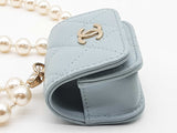 Chanel Light Blue Quilted Leather Airpod Case Do0426sxzde