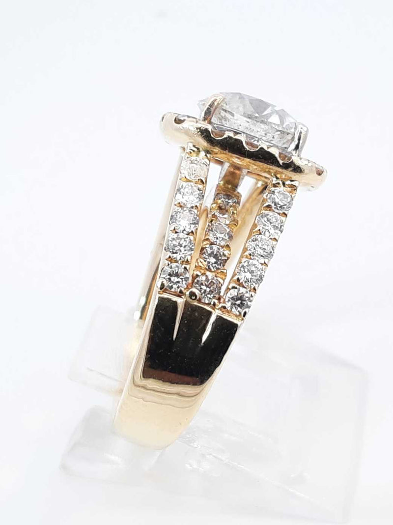 3.59 Cttw Diamond & 14k Yellow Gold Halo Ring 7.8 Grams Size 5.75 Fworxzdu