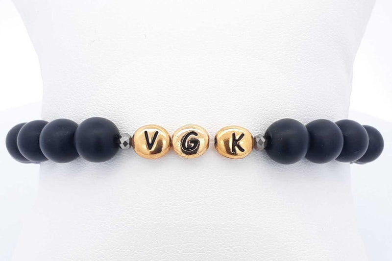 Black Bead Bracelet With Gold Tone Vgk Beads Eb0220losa