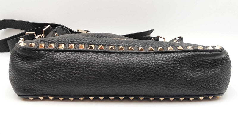 Valentino Rockstud Black Grained Leather Shoulder Bag Sd0426pzxdu