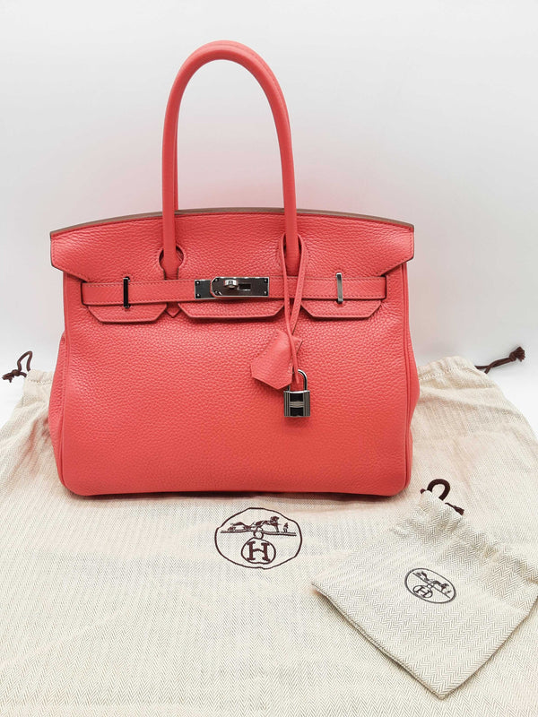 Hermes Birkin 30 Rose Jaipur Red Togo Palladium Handbag Do0724srxzde