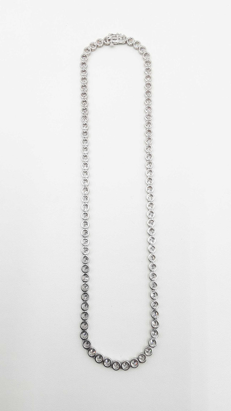 13.05 Cttw Lab Grown Diamond & Silver Tennis Necklace 22.1g 18 Inch Fw0725lorzdu