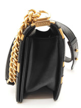 Chanel Boy Flap Gold Black Patchwork Embossed Leather Shoulder Bag Do0126ooxzde
