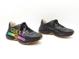 Gucci Rhyton Sneakers In Black Iridescent Logo Leather Size 9 Fw0126lcrdu