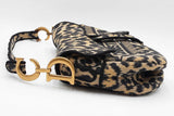 Christian Dior Leopard Print Embroidered Canvas Saddle Bag Eb0126erxdu