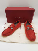 Salvatore Ferragamo Parigi Flame Red Suede Loafers Size Us 8.5e Do0625lxzde