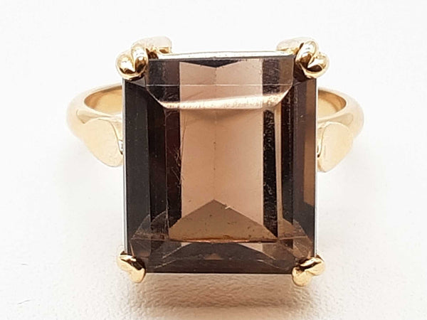 Brown Smokey Quartz 18k Yellow Gold 5.3g Ring Size 6 Do0625worde