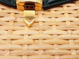Gucci Sylvie Green Leather Tan Wicker Handbag Do0225exzde