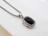 David Yurman Sterling Silver Onyx & Diamond Albion Necklace 17 Inch Fw0525lxzdu