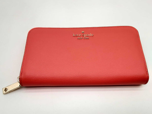 Kate Spade Staci Continental Red Orange Leather Zipper Wallet Do1024lrde