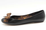 Louis Vuitton Popi Black Leather Ballet Flats Size 38.5 Eb1125lxzsa