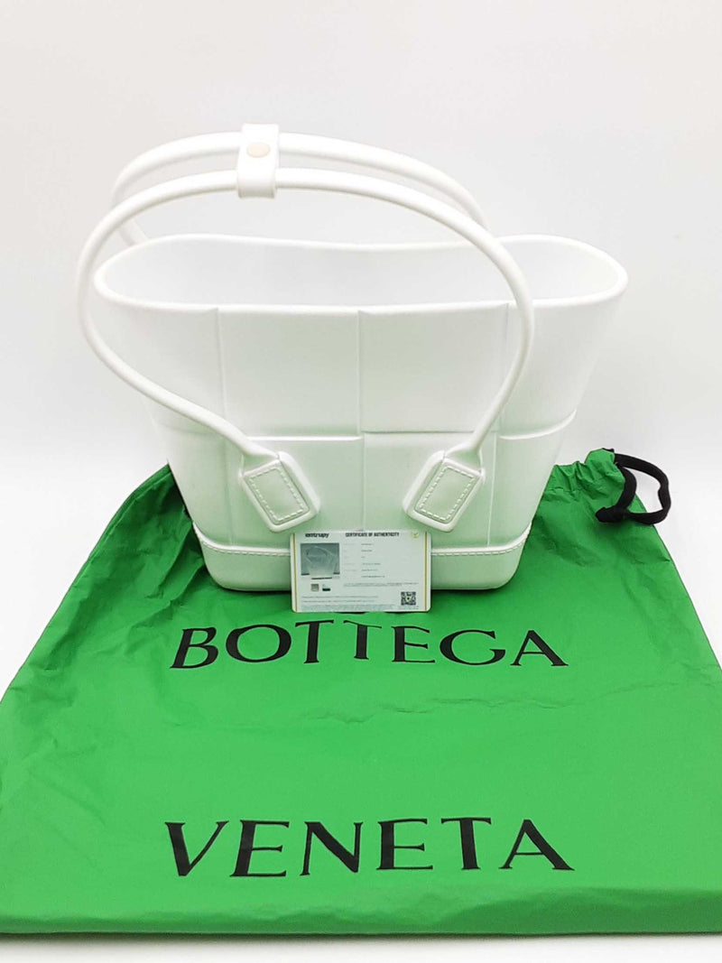 Bottega Veneta Arco Mini Intreccio White Rubber Tote Bag Fw0225orxdu