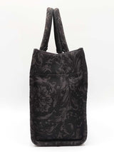 Versace Athena Small Tote Bag In Gray Barocco Canvas Fabric Fw1225wxzdu