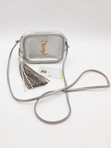 Yves Saint Laurent Metallic Silver Leather Camera Crossbody Bag Eb0826psxde