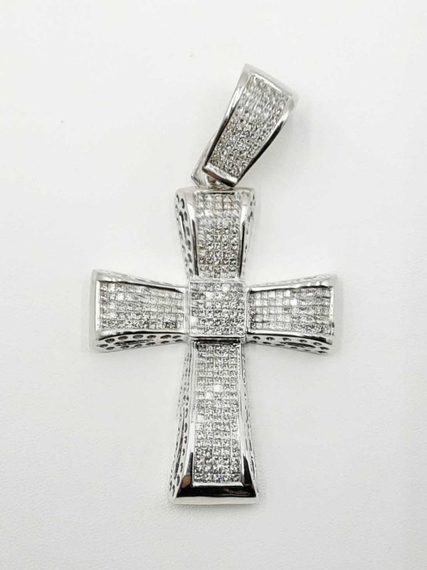 7.24 Cttw Diamond & 14k White Gold Cross Pendant 27.6 Grams Fw0725orzxdu